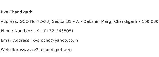 Kvs Chandigarh Address Contact Number