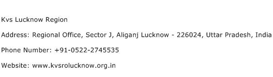 Kvs Lucknow Region Address Contact Number