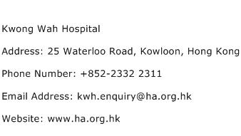 Kwong Wah Hospital Address Contact Number