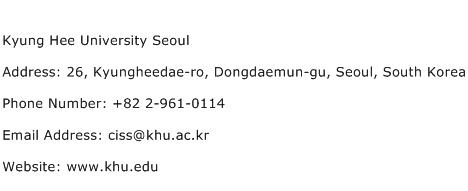 Kyung Hee University Seoul Address Contact Number
