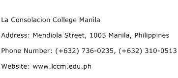 La Consolacion College Manila Address Contact Number