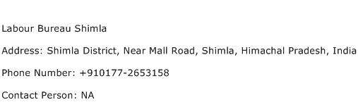 Labour Bureau Shimla Address Contact Number