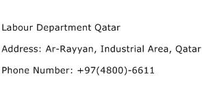 Labour Department Qatar Address Contact Number