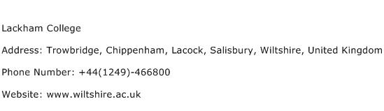 Lackham College Address Contact Number