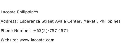 Lacoste Philippines Address Contact Number