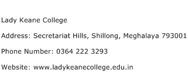 Lady Keane College Address Contact Number