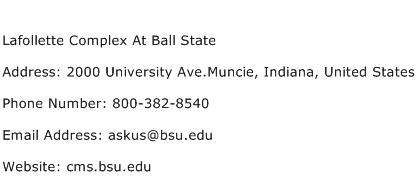 Lafollette Complex At Ball State Address Contact Number