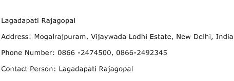 Lagadapati Rajagopal Address Contact Number
