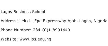 Lagos Business School Address Contact Number