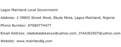 Lagos Mainland Local Government Address Contact Number