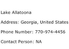 Lake Allatoona Address Contact Number
