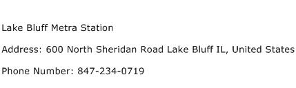 Lake Bluff Metra Station Address Contact Number