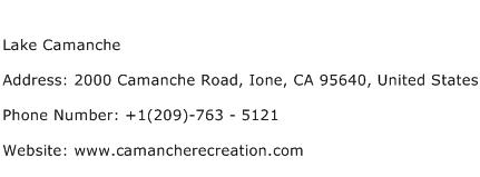 Lake Camanche Address Contact Number