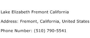 Lake Elizabeth Fremont California Address Contact Number