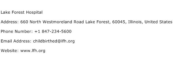 Lake Forest Hospital Address Contact Number