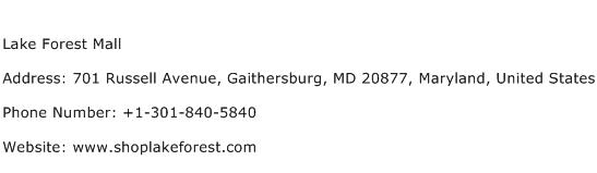 Lake Forest Mall Address Contact Number