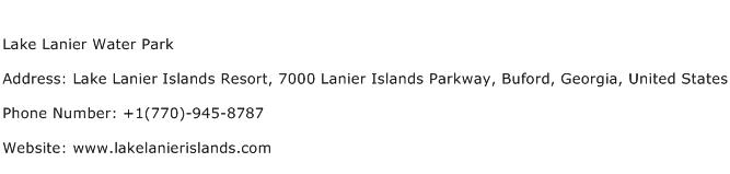 Lake Lanier Water Park Address Contact Number
