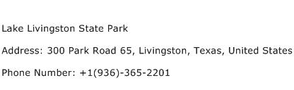 Lake Livingston State Park Address Contact Number