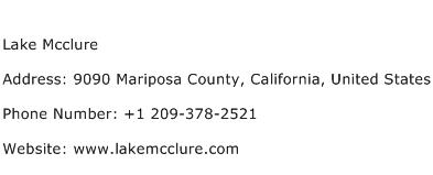 Lake Mcclure Address Contact Number