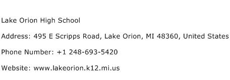 Lake Orion High School Address Contact Number