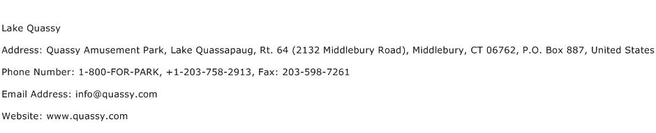 Lake Quassy Address Contact Number