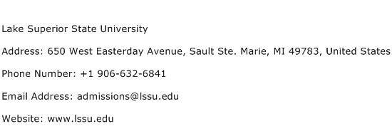 Lake Superior State University Address Contact Number