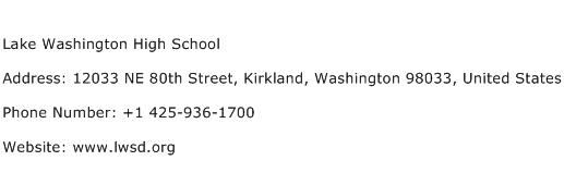 Lake Washington High School Address Contact Number