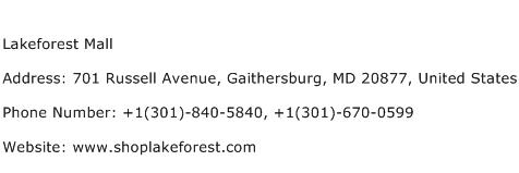 Lakeforest Mall Address Contact Number