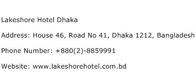 Lakeshore Hotel Dhaka Address Contact Number