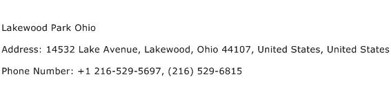 Lakewood Park Ohio Address Contact Number