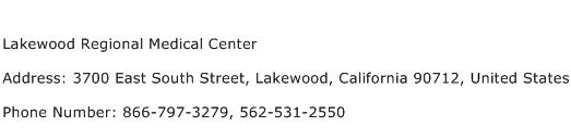Lakewood Regional Medical Center Address Contact Number