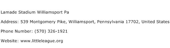 Lamade Stadium Williamsport Pa Address Contact Number