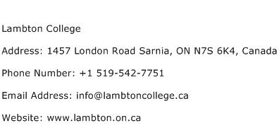 Lambton College Address Contact Number