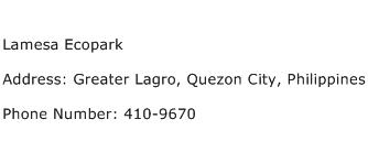 Lamesa Ecopark Address Contact Number