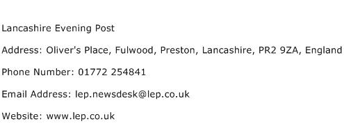 Lancashire Evening Post Address Contact Number