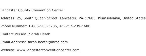 Lancaster County Convention Center Address Contact Number