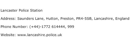 Lancaster Police Station Address Contact Number