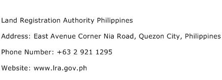 Land Registration Authority Philippines Address Contact Number