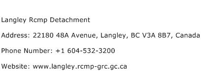 Langley Rcmp Detachment Address Contact Number