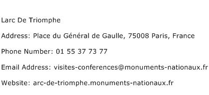 Larc De Triomphe Address Contact Number