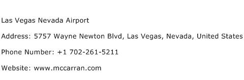 Las Vegas Nevada Airport Address Contact Number