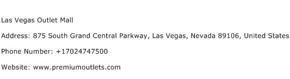 Las Vegas Outlet Mall Address Contact Number