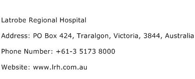 Latrobe Regional Hospital Address Contact Number