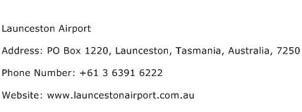Launceston Airport Address Contact Number