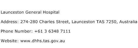 Launceston General Hospital Address Contact Number