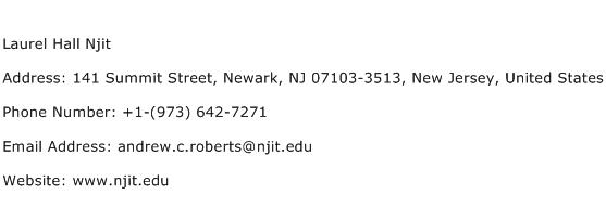 Laurel Hall Njit Address Contact Number
