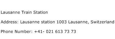 Lausanne Train Station Address Contact Number
