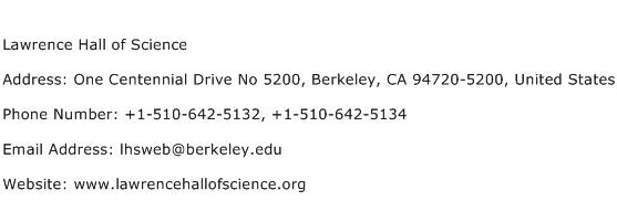 Lawrence Hall of Science Address Contact Number
