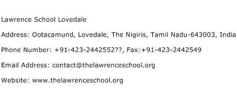 Lawrence School Lovedale Address Contact Number