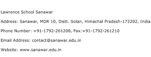 Lawrence School Sanawar Address Contact Number